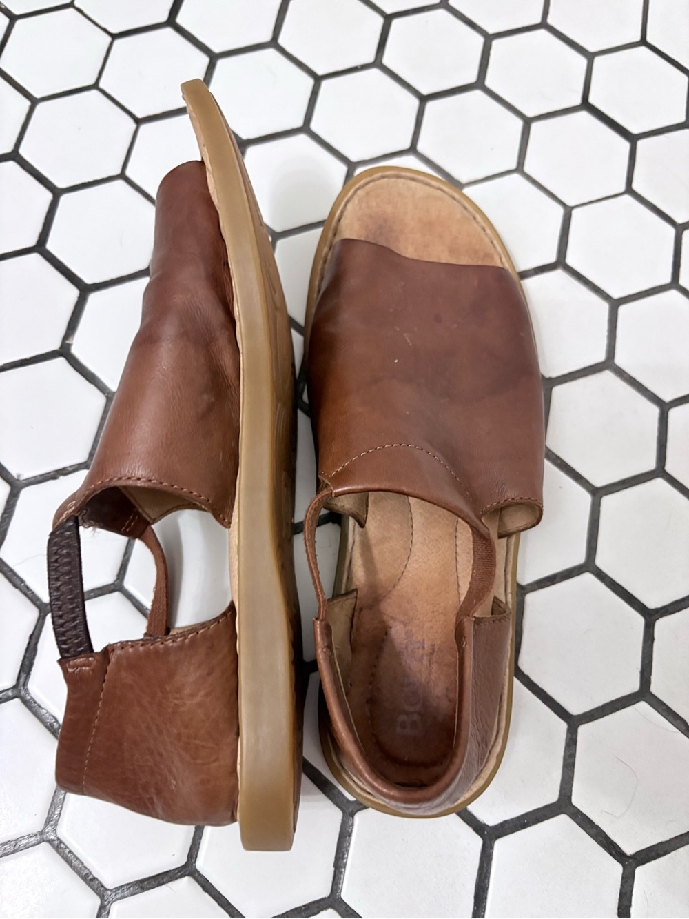 Born Brown Leather Slingback Sandals